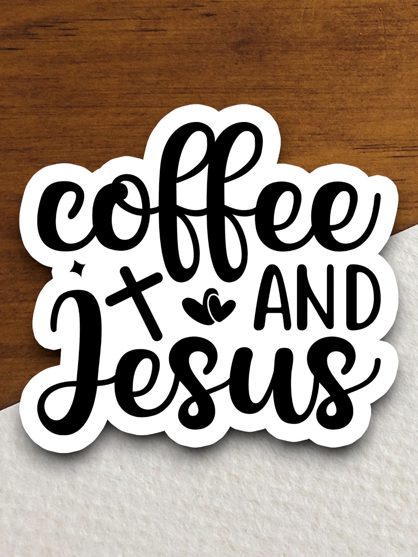 Coffee And Jesus sticker, coffee sticker, cross sticker, Religious Sticker, Faith Sticker, Worship Sticker, Christian Sticker, Room Décor