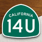 California state route 14U road sign sticker, road trip sticker, highway sign, room decor, travel sticker