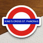 Kings Cross St.Pancras station sticker, the Tube, the Underground, London England tunnel souvenir sticker, road sign travel gift, Room Décor