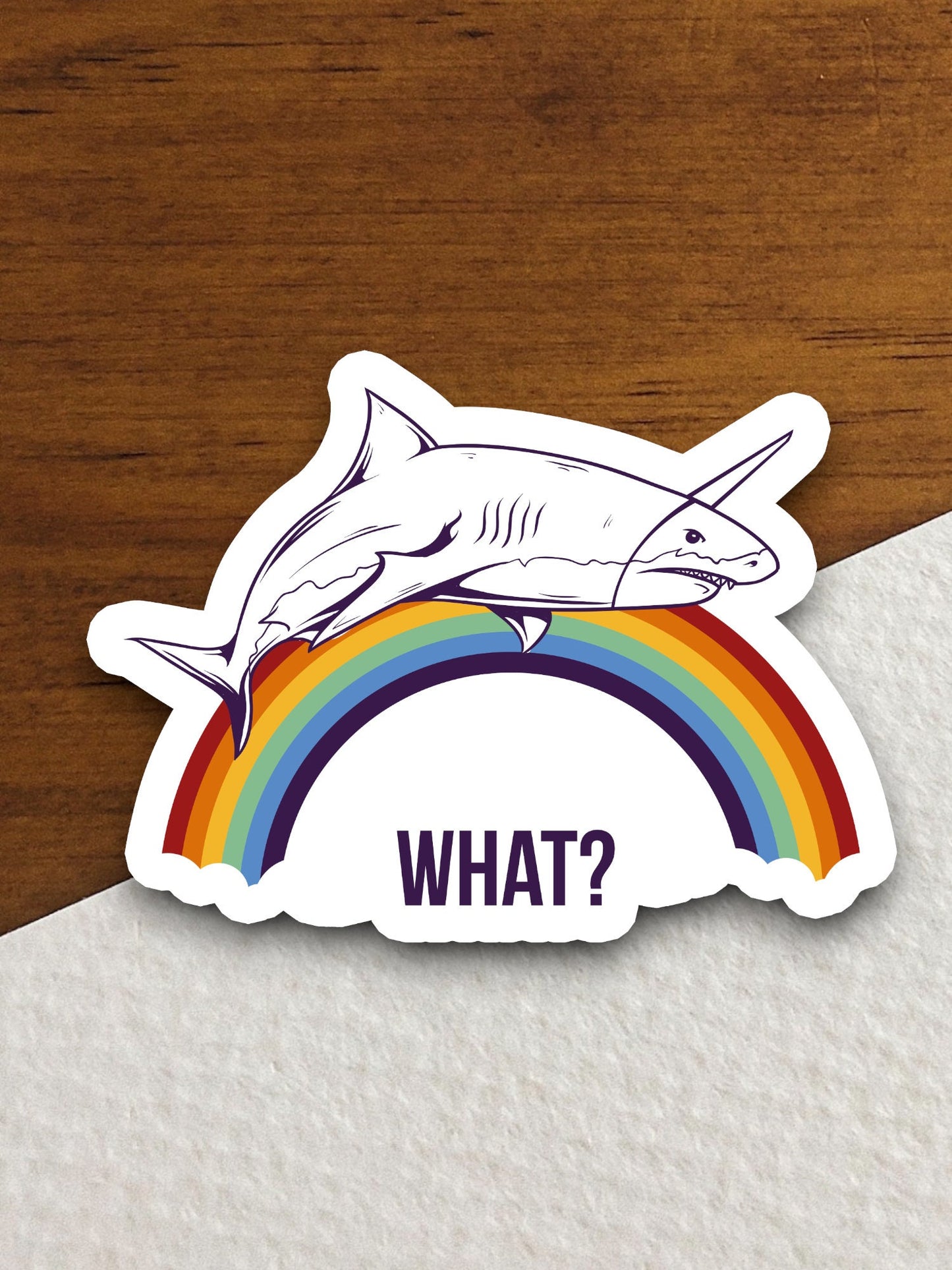 Unicorn shark over rainbow what unicorn sticker, Funny Animal Sticker For Laptop, Water Bottle, Hydro flask, Phone, Computer, Gift