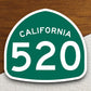 California Highway 520 road sign sticker, road trip sticker, highway sign, room decor, travel sticker