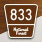 Forest Route 833 road sign sticker, road trip sticker, highway sign, room decor, travel sticker