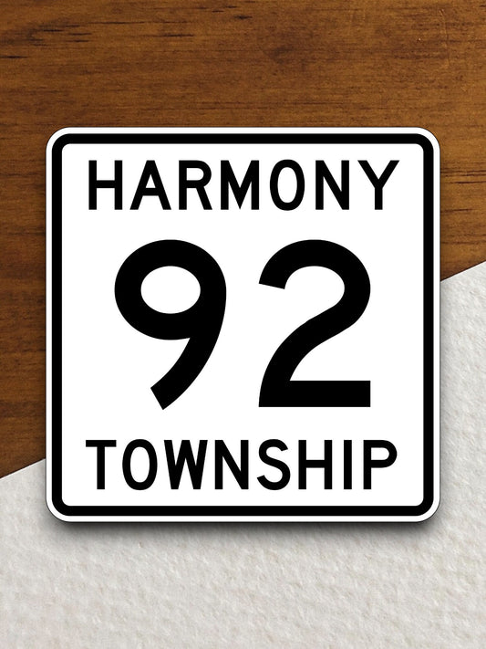 Harmony Township Route 92 road sign sticker, road trip sticker, highway sign, room decor, travel sticker