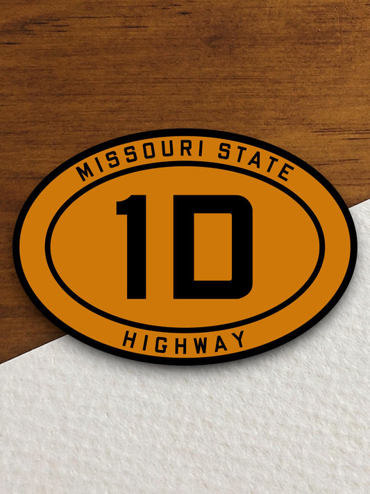 Missouri State Highway 1D road sign sticker, road trip sticker, highway sign, room decor, travel sticker