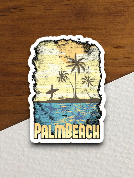 Palm Beach Sticker, vacation sticker, travel sticker, room decor, water bottle sticker, laptop sticker