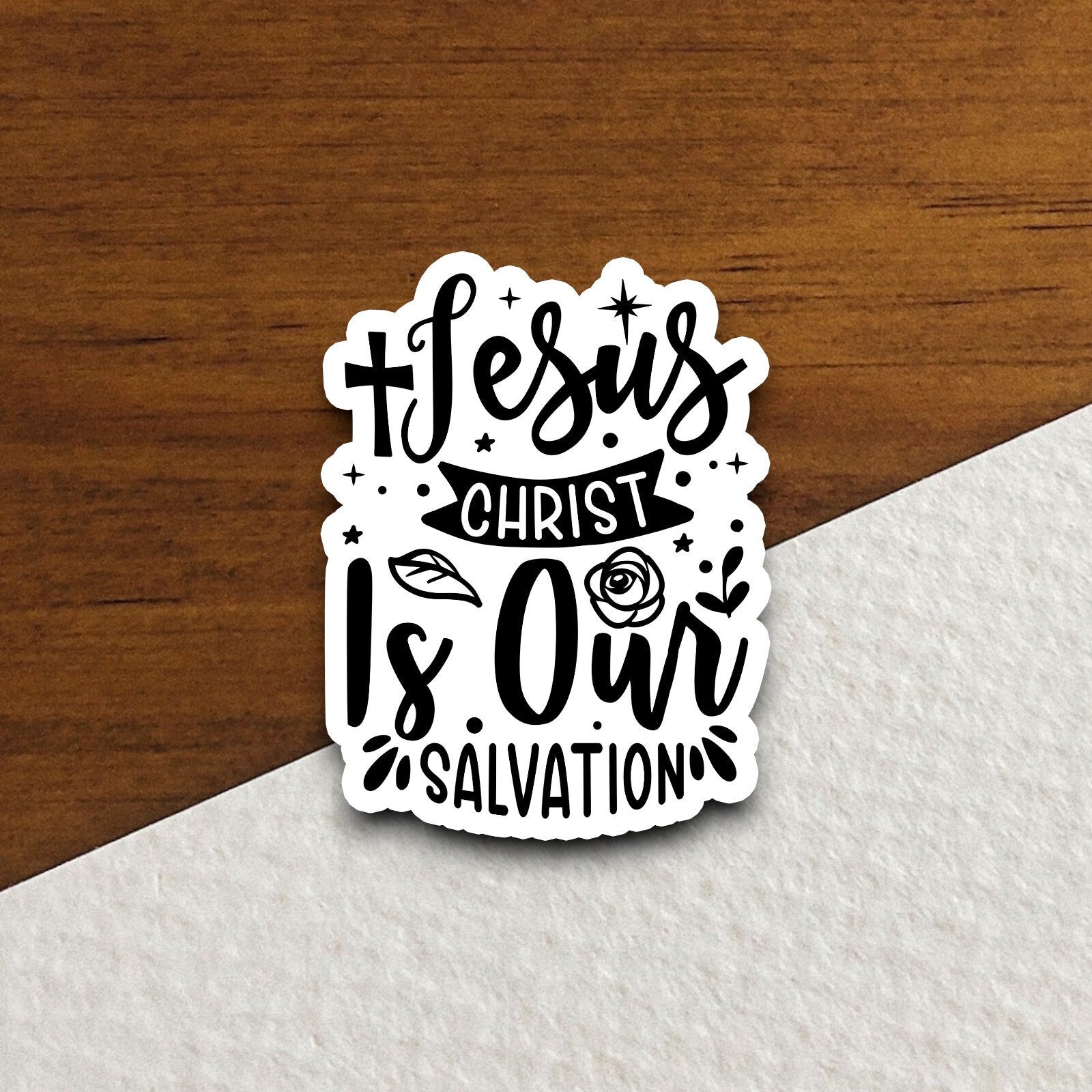 Jesus Christ is our salvation sticker, Religious Sticker, Faith Sticker, Worship Sticker, Christian Sticker, Scripture Sticker, Room Décor