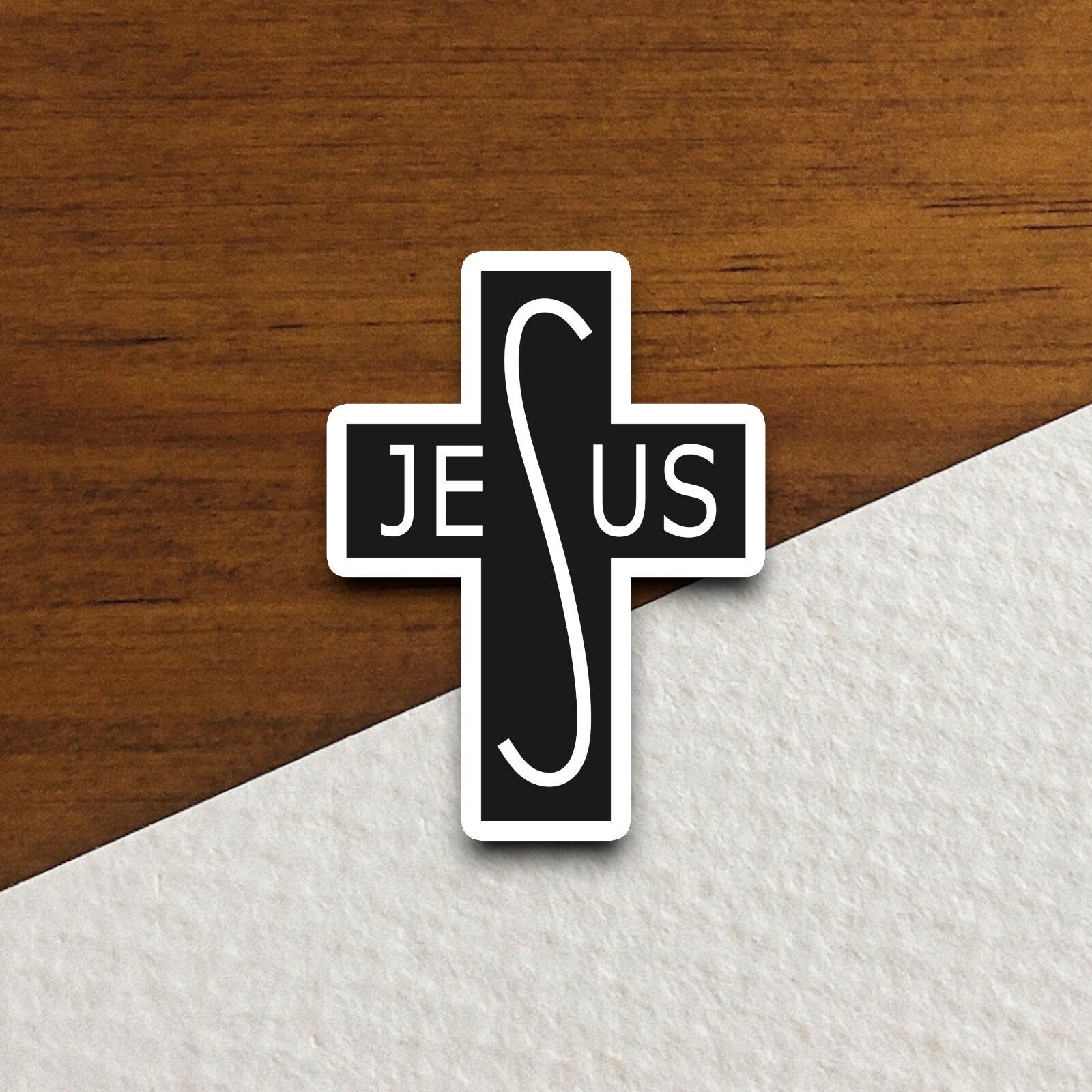 Church cross with the word Jesus sticker, church sticker, cross sticker, Religious Sticker, Faith Sticker, Worship Sticker, Faith Decal