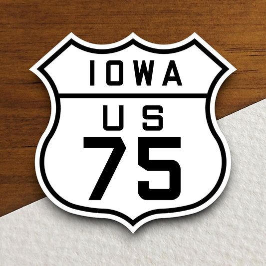 US 75 Iowa road sign sticker, road trip sticker, highway sign, room decor, travel sticker