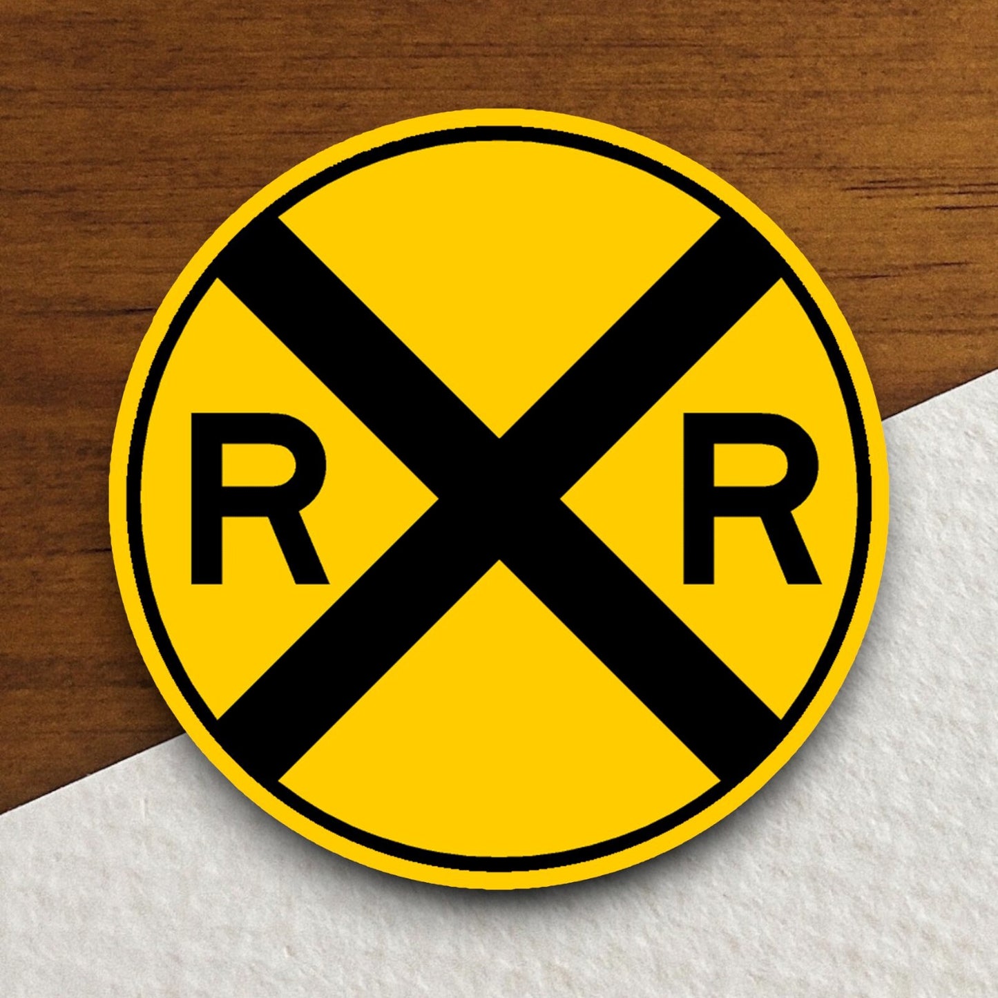 Yellow Railroad Crossing  road sign stickers, Room Décor Traffic Sticker, Road Sign Decoration, Road Work Signs, Building Signs