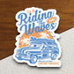 Riding Waves Sticker, vacation sticker, travel sticker, room decor, water bottle sticker, laptop sticker