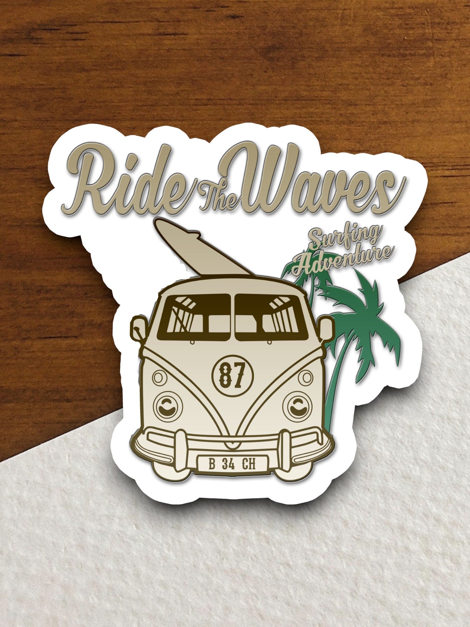 Surfs Up Ride the Waves Sticker, vacation sticker, travel sticker, room decor, water bottle sticker, laptop sticker