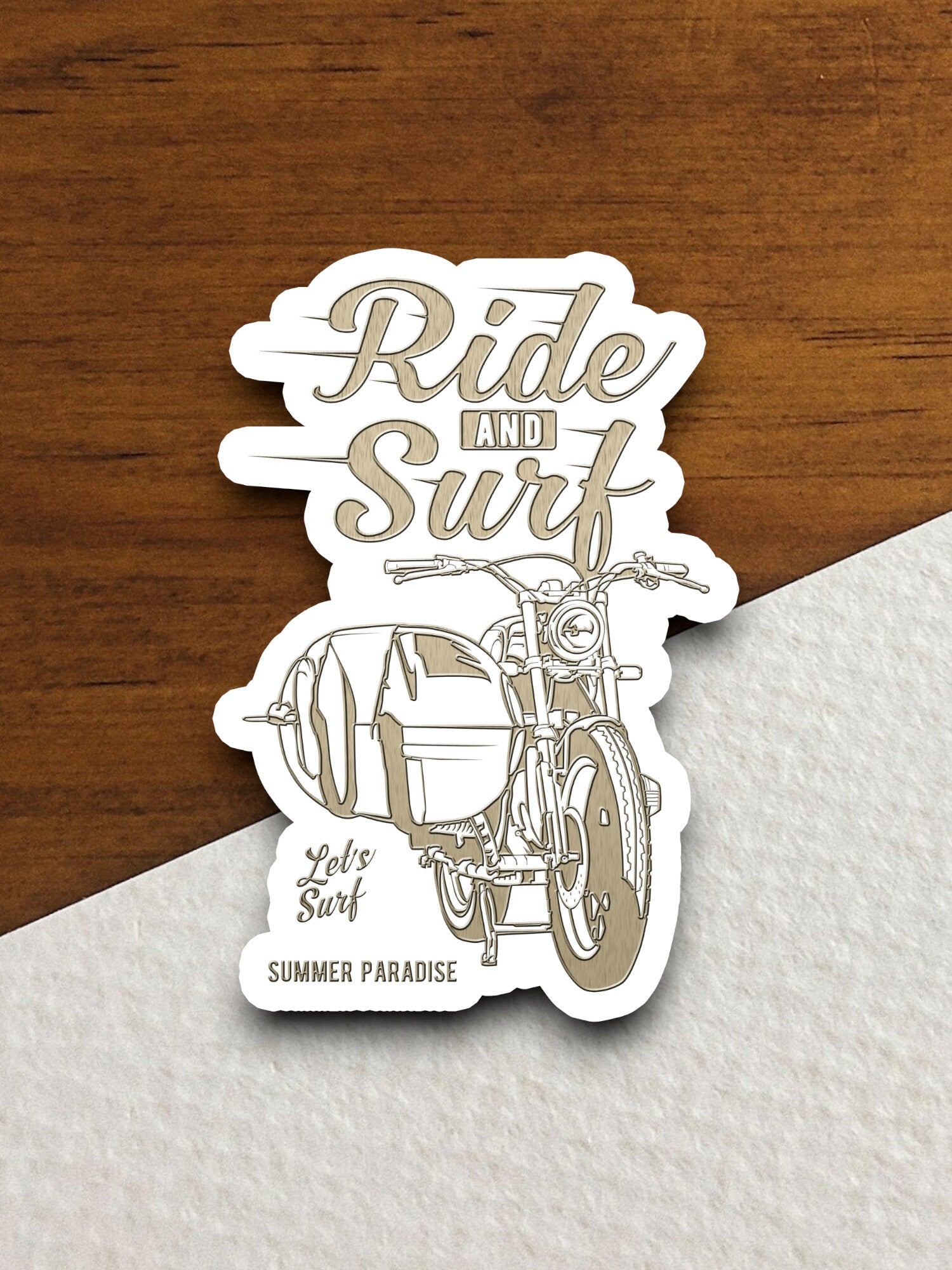 Ride and Surf Sticker, vacation sticker, travel sticker, room decor, water bottle sticker, laptop sticker