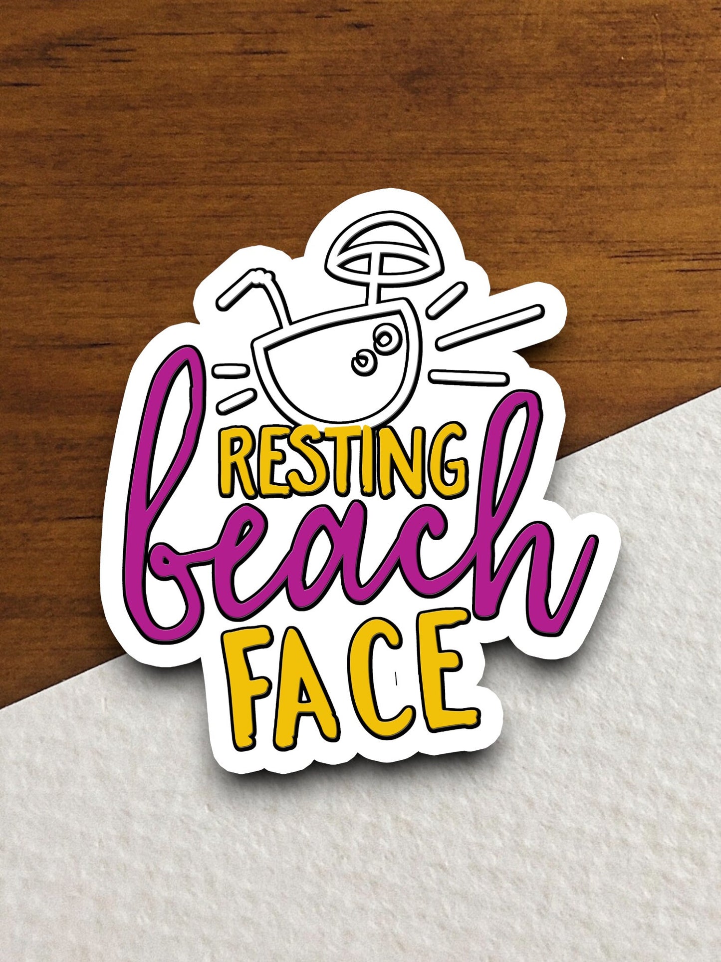 Resting Beach Face Sticker, vacation sticker, travel sticker, room decor, water bottle sticker, laptop sticker