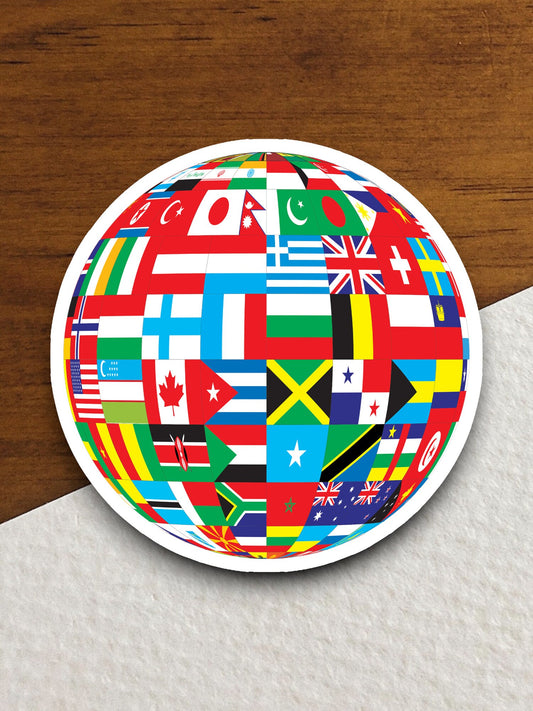 Earth Flags Sticker - Country Symbols - Decorative Vinyl Decal for Laptops Water Bottles and More - Patriotic Travel Souvenir, Room Décor