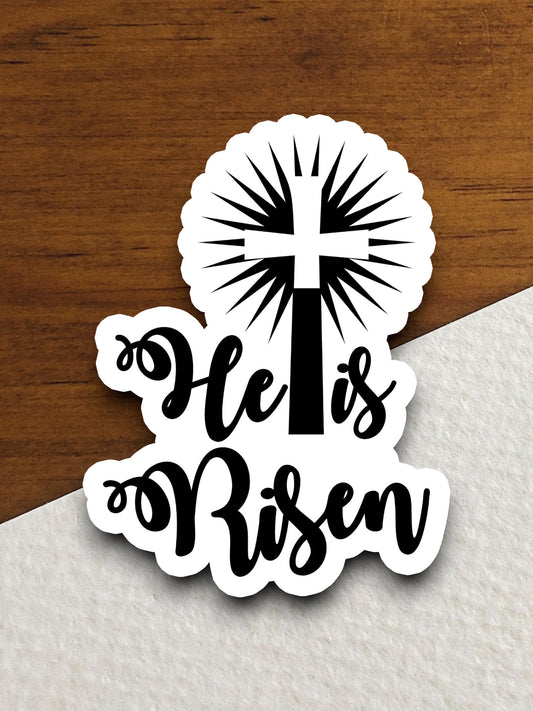 Cross with He is risen sticker, Religious Sticker, Faith Sticker, Worship Sticker, Christian Sticker, Easter sticker, cross sticker