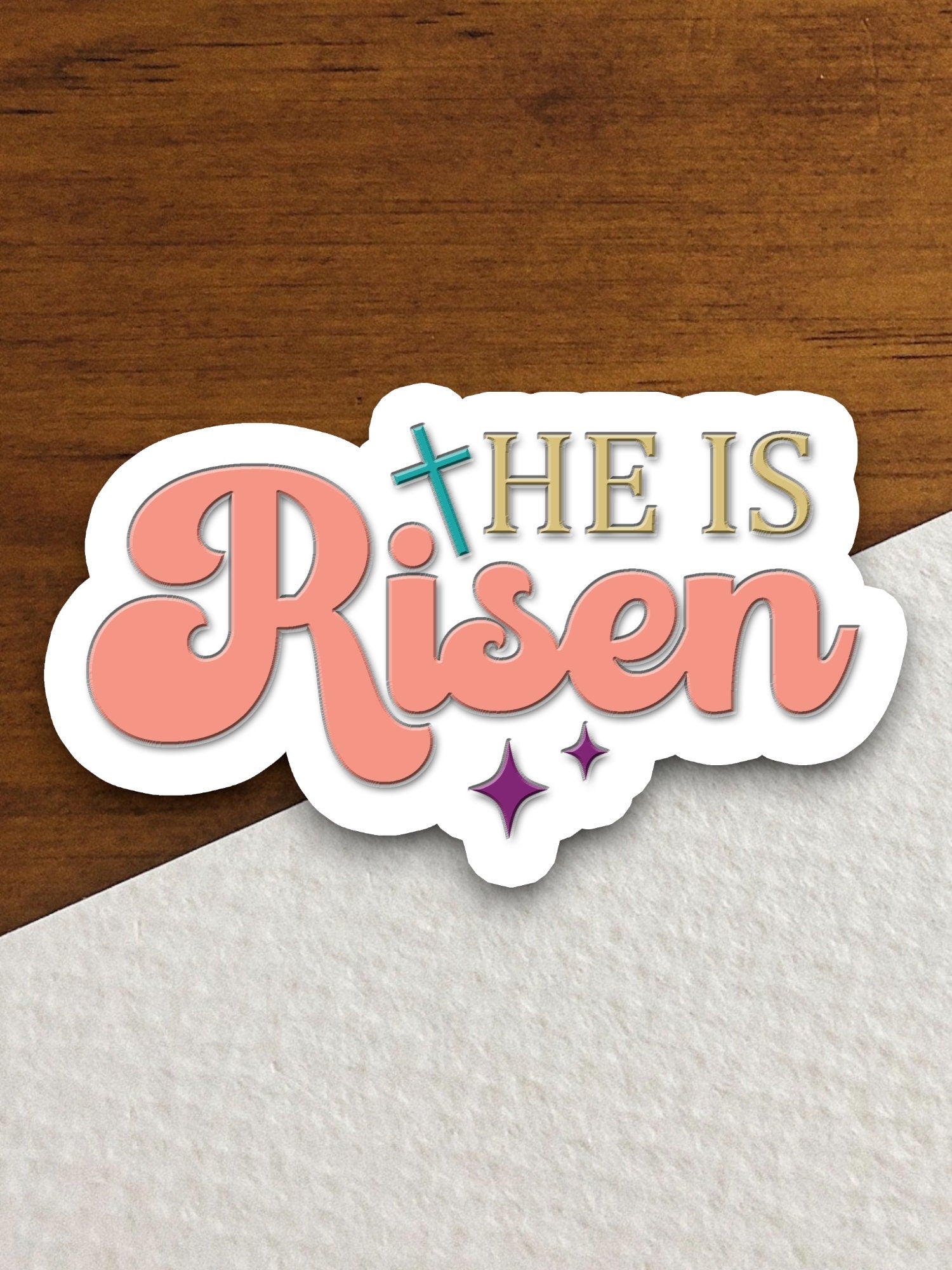 Cross with He is Risen sticker, Easter sticker, Religious Sticker, Faith Sticker, Worship Sticker, Christian Sticker, cross sticker