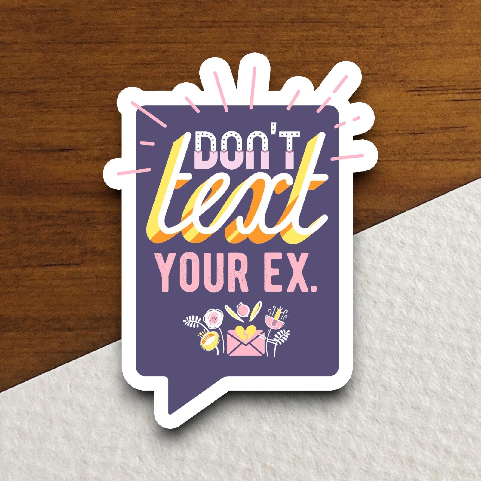 Don't Text Your Ex sticker, funny stickers, laptop stickers, water bottle sticker, sticker with sayings