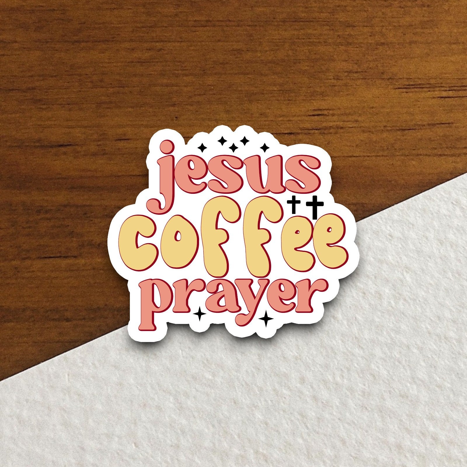 Jesus coffee prayer sticker, Religious Sticker, Faith Sticker, Worship Sticker, Christian Sticker, Scripture Sticker, Room Décor