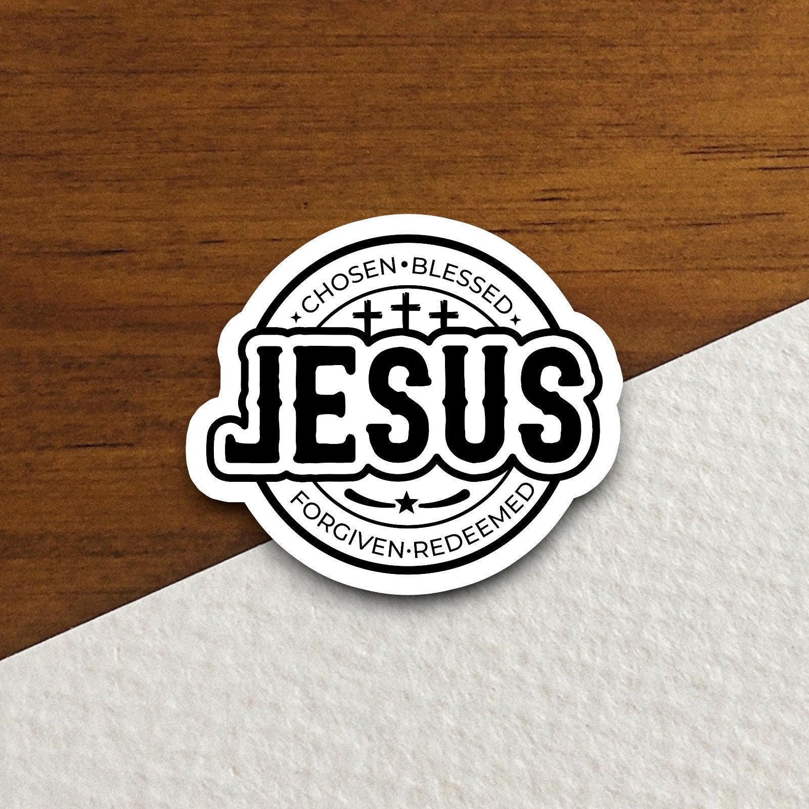 Jesus chosen blessed sticker, Religious Sticker, Faith Sticker, Worship Sticker, Christian Sticker, Scripture Sticker, Room Décor