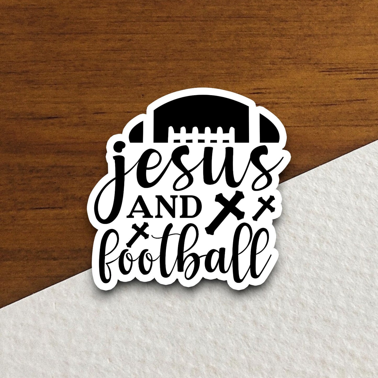 Jesus and Football sticker, Religious Sticker, Faith Sticker, Worship Sticker, Christian Sticker, Scripture Sticker, Room Décor