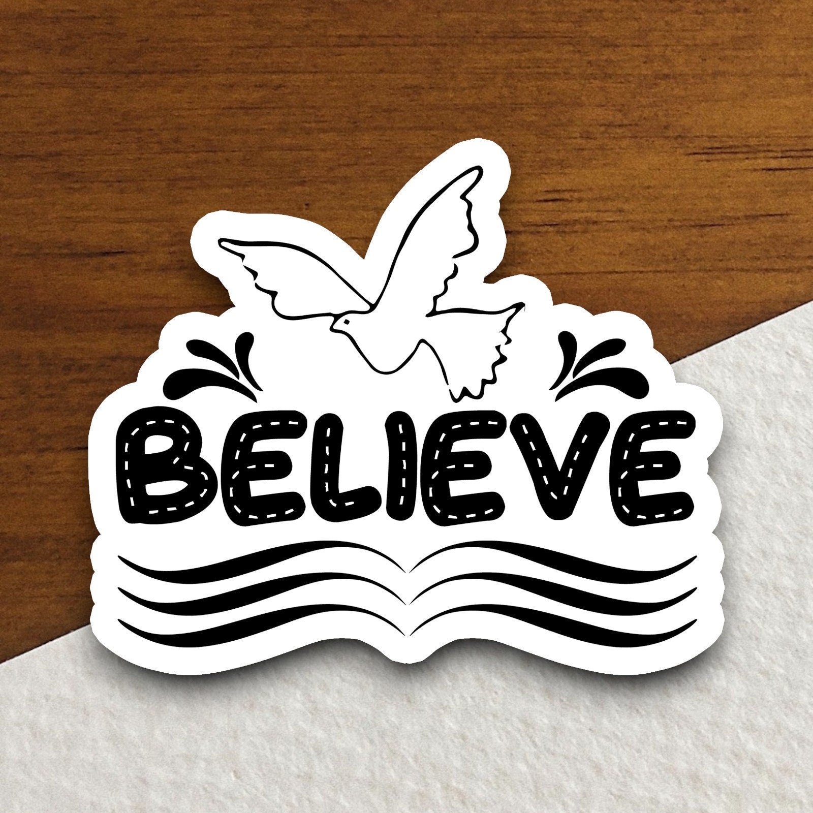 Believe and dove sticker, believe sticker, Religious Sticker, Faith Sticker, Worship Sticker, Christian Sticker, Scripture Sticker