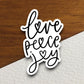 Love Peace Joy sticker, Religious Sticker, Faith Sticker, Worship Sticker, Christian Sticker, Scripture Sticker, Room Décor