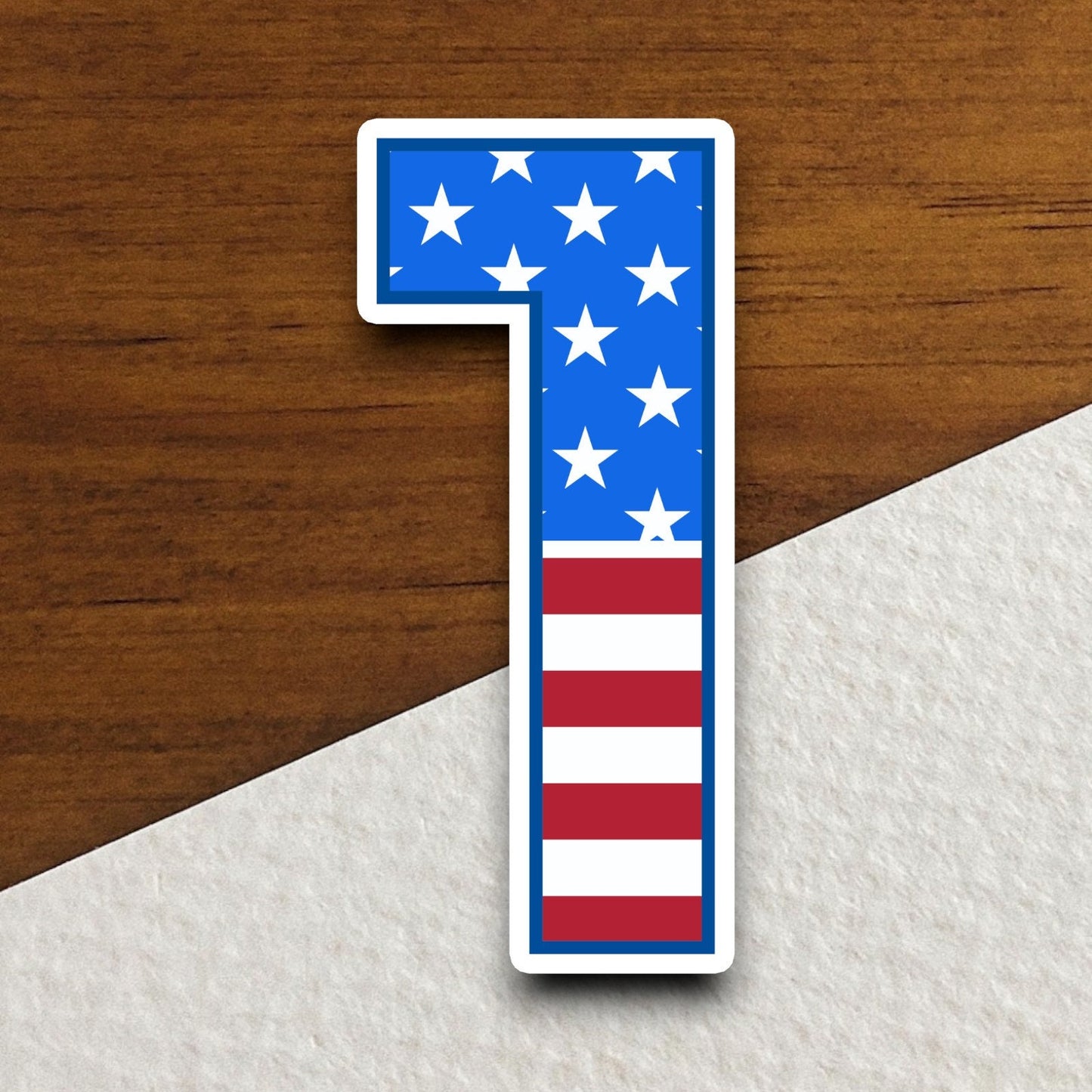 Number 1 Flag Style sticker, United States Flag, Laptop, Water Bottle, Hydroflask, Phone, Computer, Room Décor