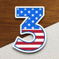 Number 3 Flag Style sticker, United States Flag, Laptop, Water Bottle, Hydroflask, Phone, Computer, Room Décor