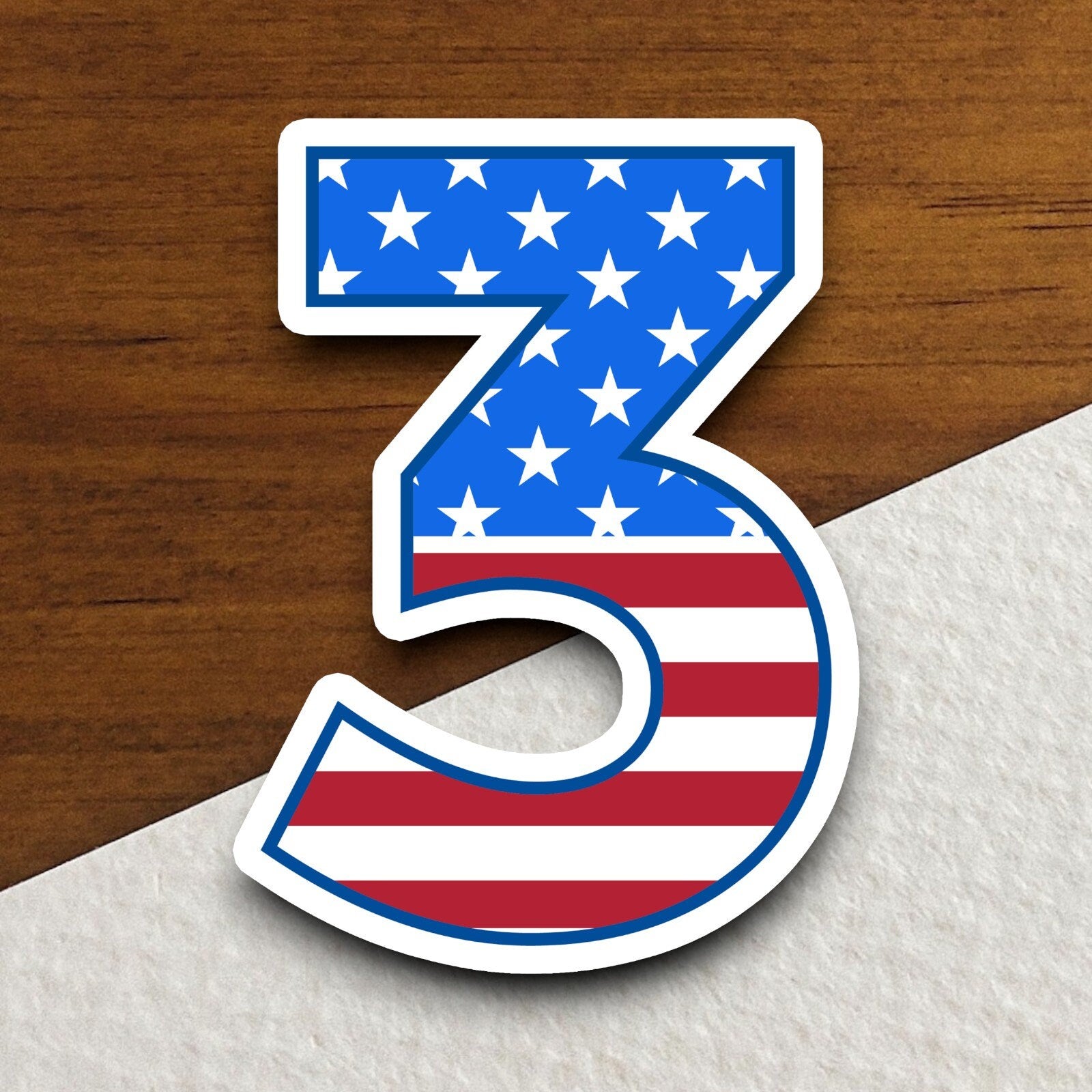 Number 3 Flag Style sticker, United States Flag, Laptop, Water Bottle, Hydroflask, Phone, Computer, Room Décor