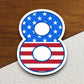 Number 8 Flag Style sticker, United States Flag, Laptop, Water Bottle, Hydroflask, Phone, Computer, Room Décor