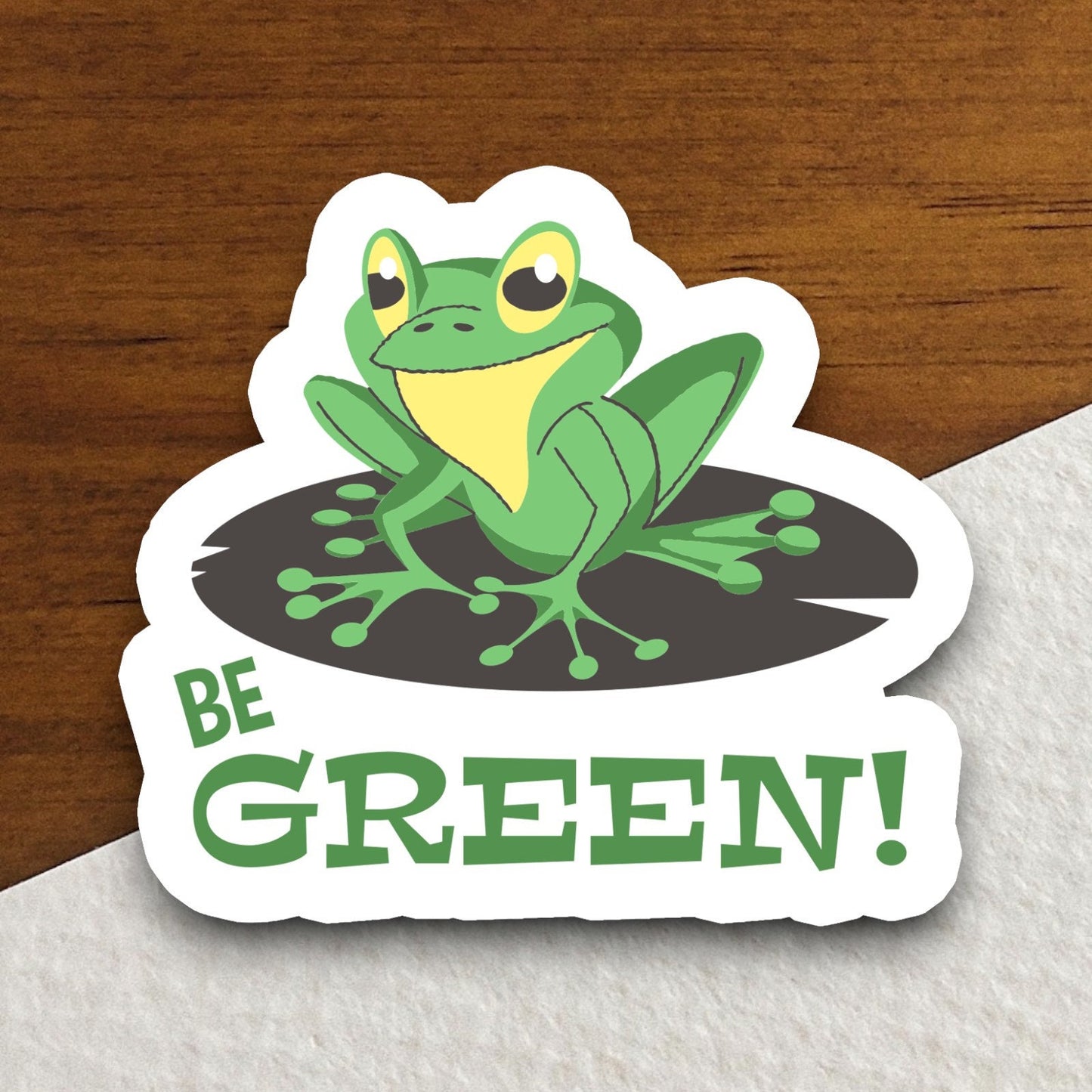 Be green frog sticker, Funny Animal Sticker For Laptop, Water Bottle, Hydro flask, Phone, Computer, Gift, Pet Sticker