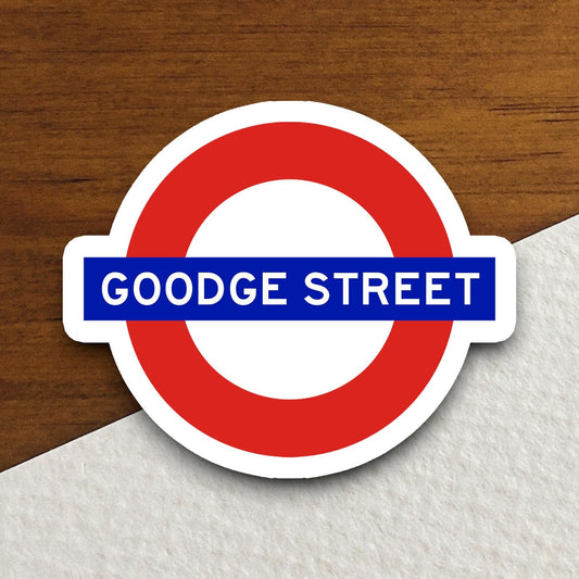 Goodge Street station sticker, the Underground Tube in London England, London tunnel souvenir sticker, road sign travel gift, Room Décor