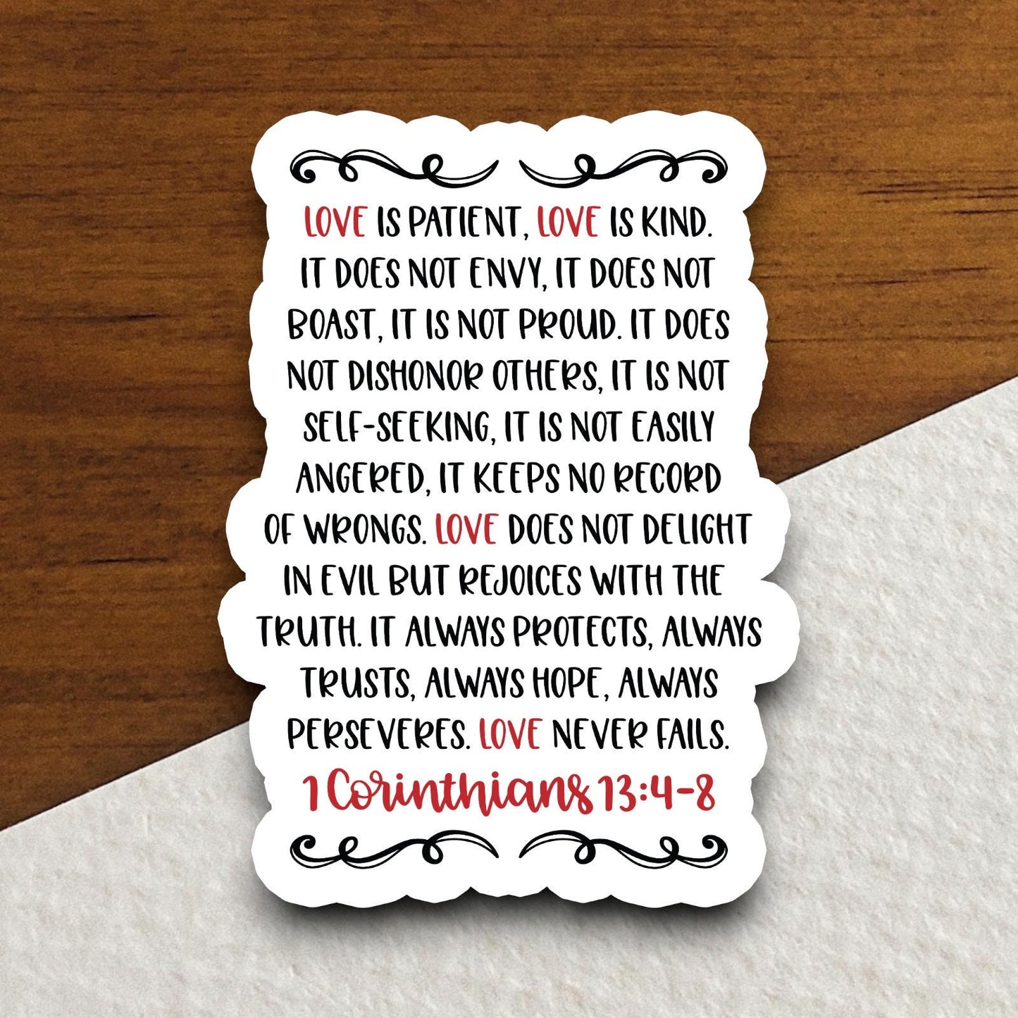 Love Is Patient Love Is Kind sticker, Religious Sticker, Faith Sticker, Worship Sticker, Christian Sticker, Scripture Sticker, Room Décor