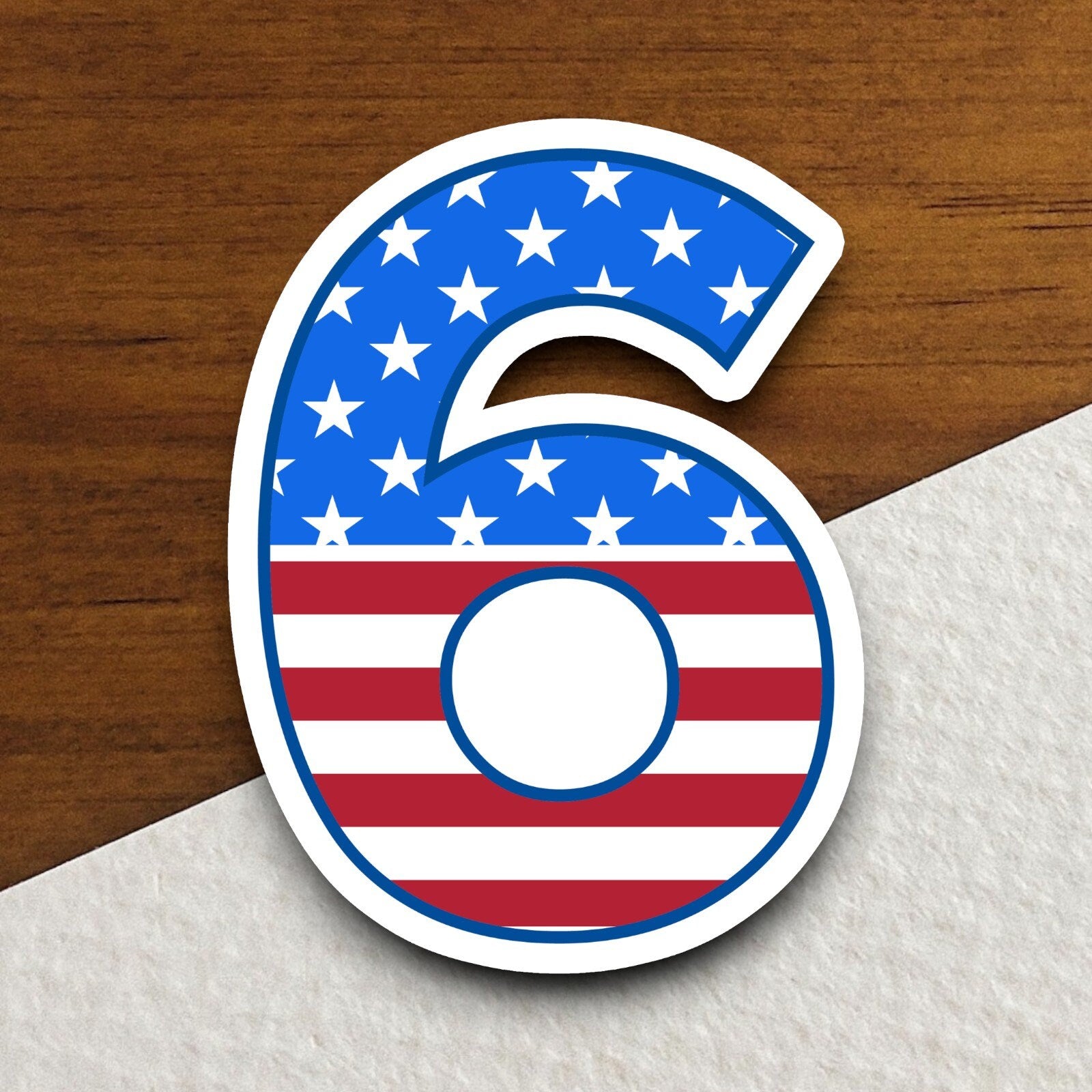 Number 6 Flag Style sticker, United States Flag, Laptop, Water Bottle, Hydroflask, Phone, Computer, Room Décor