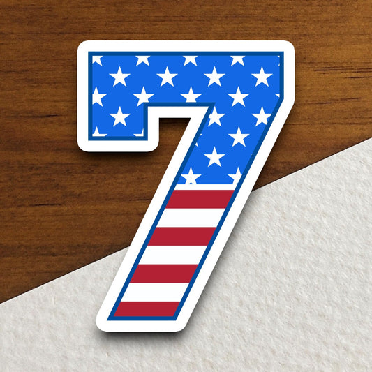 Number 7 Flag Style sticker, United States Flag, Laptop, Water Bottle, Hydroflask, Phone, Computer, Room Décor