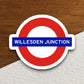 Willesden Junction station sticker, the Underground Tube in London England, London tunnel souvenir sticker, road sign travel gift