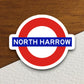 North Harrow station sticker, the Underground Tube in London England, London tunnel souvenir sticker, road sign travel gift, Room Décor