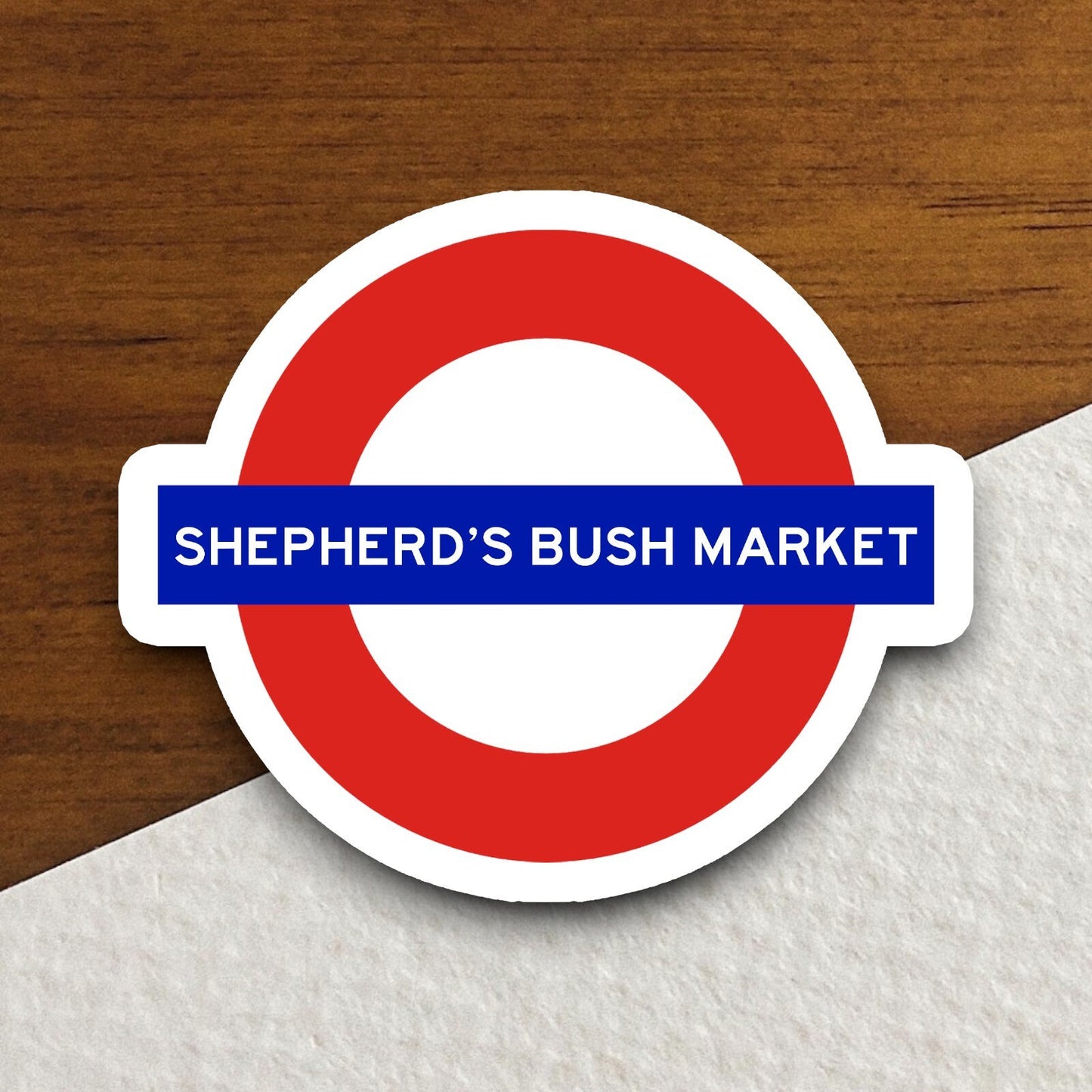 Shepherd's Bush Market station sticker, the Tube, the Underground, London England tunnel souvenir sticker, road sign travel gift, Room Décor