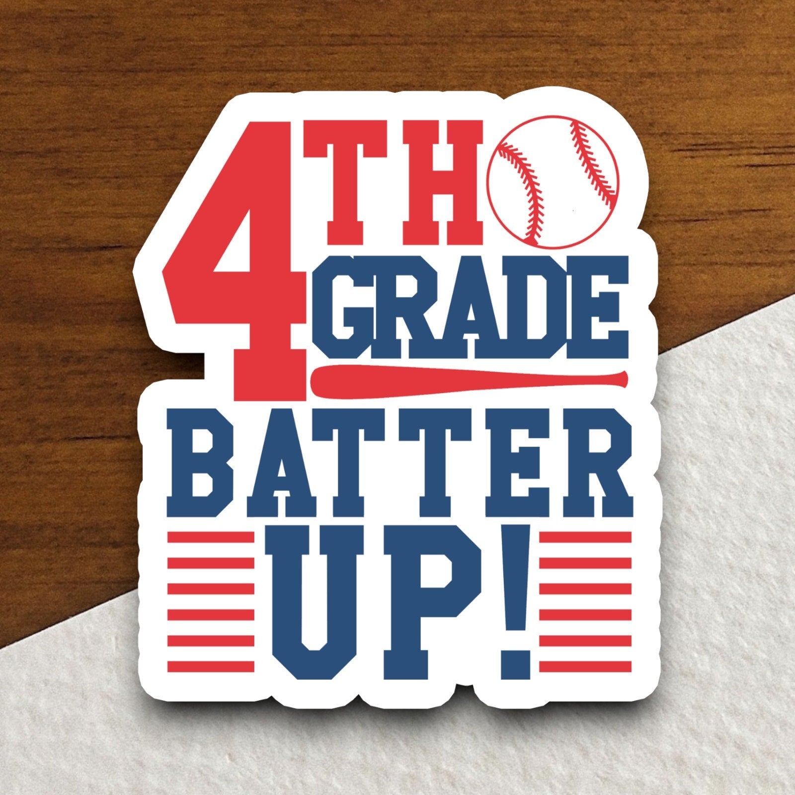 4th Grade Batter Up Sticker, Teacher Sticker, Education Sticker, School Sticker, Cute Sticker, Room Decor, Back to School