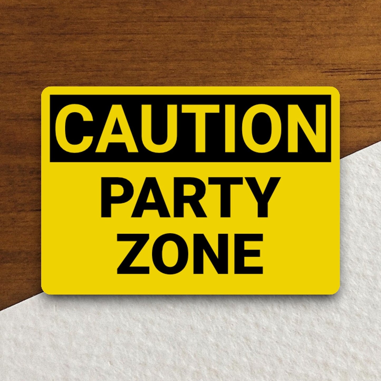 Caution Party Zone sticker, party sticker, birthday sticker, room decor, fun sticker