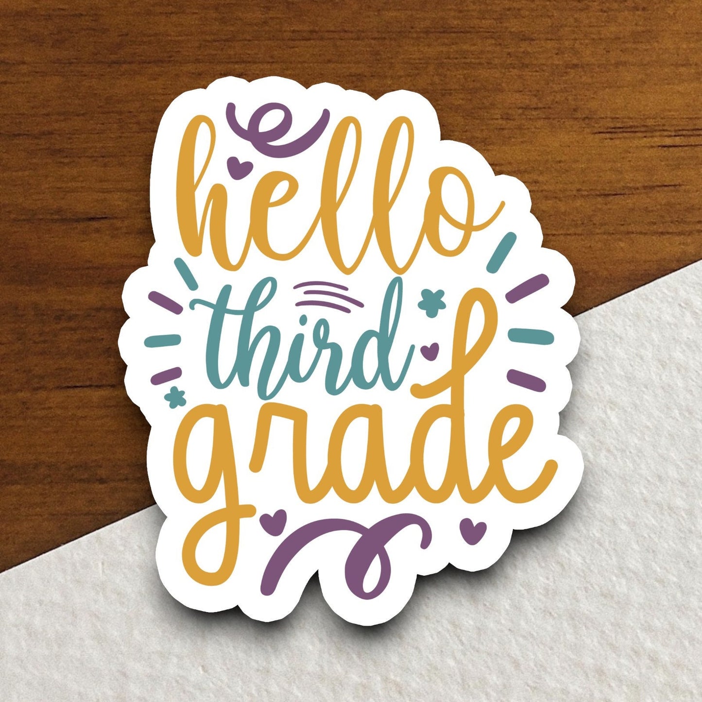 Hello Third Grade Sticker, Teacher Sticker, Education Sticker, School Sticker, Cute Sticker, Room Decor, Back to School