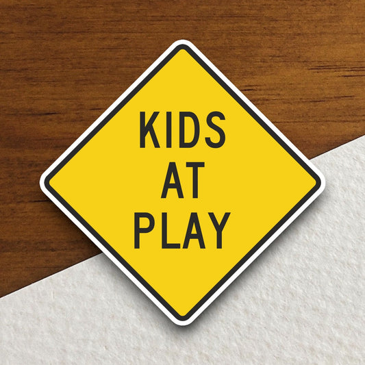 Kids at Play road sign sticker, party sticker, birthday sticker, room decor, fun sticker